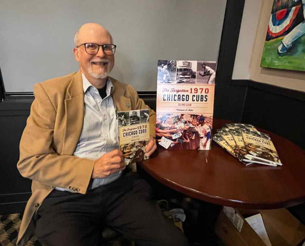 Author William S Bike with his Cubs book, The Forgotten 1970 Chicago Cubs: Go And Glow